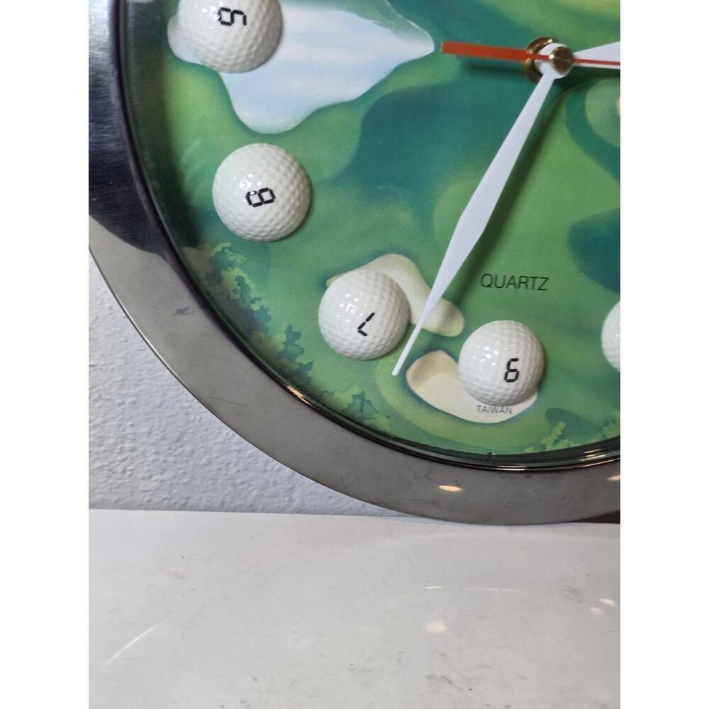 Golf Ball Wall Clock - Quartz 11” - Picture 2 of 8